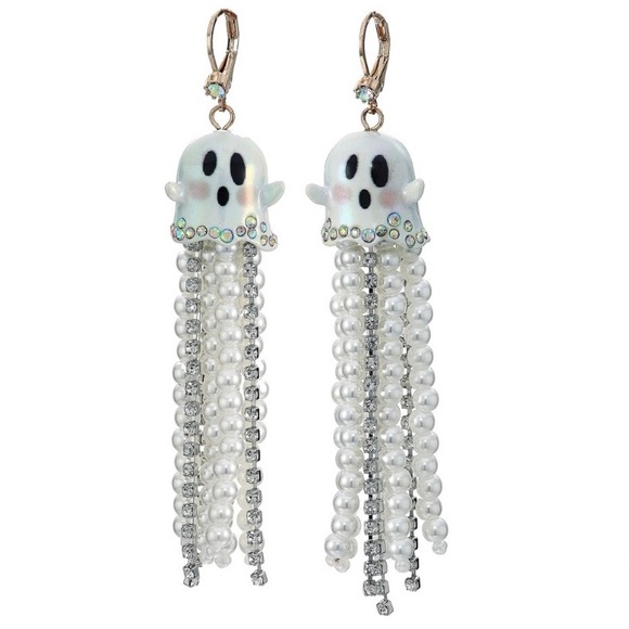 Betsey Johnson Jewelry - Betsey Johnson Glow in the Dark Ghost Pearl Fringe Drop Earrings